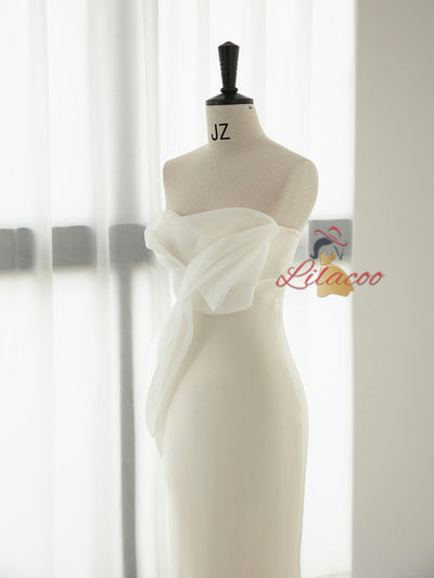 White Strapless Mermaid Wedding Dress