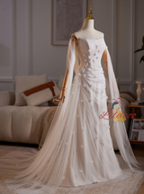 White Mermaid Tulle Strapless Wedding Dress