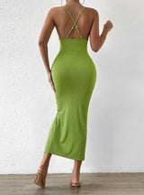 Hollow Slit Waist Strap Dress