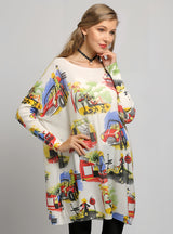 Women Loose Pullover Print Sweater