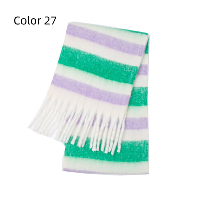 Thick-bearded Four-grid Thick Double-sided Plaid Scarf