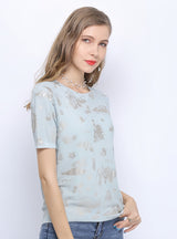 Hot Stamping Print Loose Short Sleeve Sweater