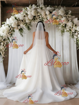 White Wave Point Straps Split Wedding Dress