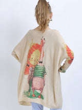 Casual Cartoon Animal Print Sweater