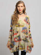 Women Loose Pullover Print Sweater