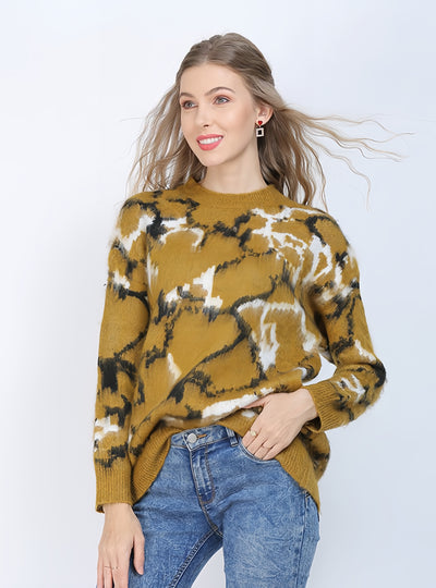 Women Yellow Loose Thick Sweater