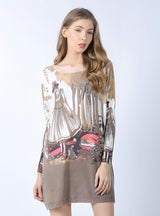 Printed Long Loose Plus Size Sweater