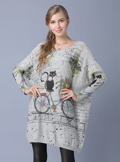 Pullover Loose Printed Sweater