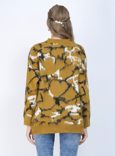 Women Yellow Loose Thick Sweater