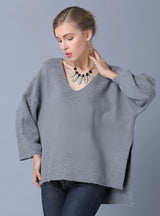 Long Sleeve V-neck Solid Color Pullover Sweater