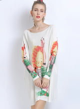 Casual Cartoon Animal Print Sweater