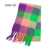Thick-bearded Four-grid Thick Double-sided Plaid Scarf