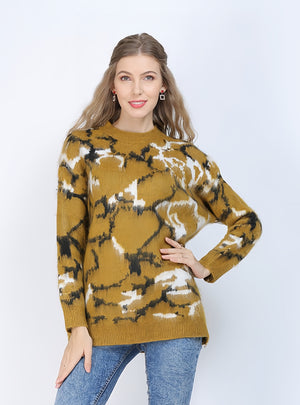 Women Yellow Loose Thick Sweater