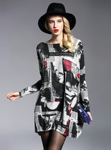 Long Sleeve Mouth Printed Pullover Knitted Sweater