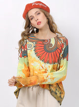 Round Neck Loose Vintage Printed Sweater