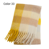 Thick-bearded Four-grid Thick Double-sided Plaid Scarf