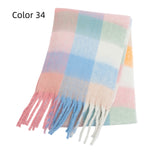 Thick-bearded Four-grid Thick Double-sided Plaid Scarf