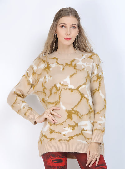 Women Yellow Loose Thick Sweater