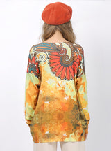 Round Neck Loose Vintage Printed Sweater