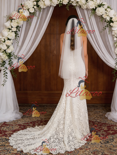 White Mermaid Lace Halter Wedding Dress