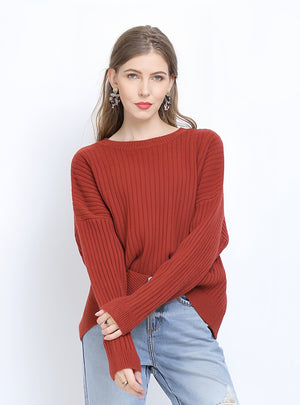 Large Size Loose Round Neck Long Sleeve Sweater