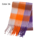 Thick-bearded Four-grid Thick Double-sided Plaid Scarf