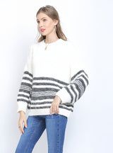 Striped Round Neck Loose Sweater
