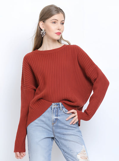 Large Size Loose Round Neck Long Sleeve Sweater