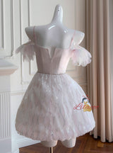 White Tulle Straps Beading Sequins Prom Dress