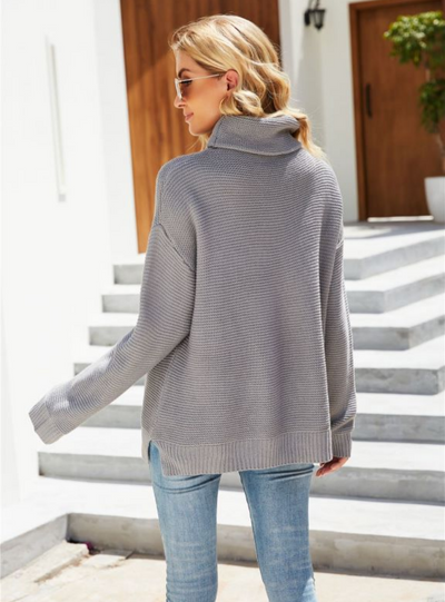 Printed Kitten Turtleneck Sweater