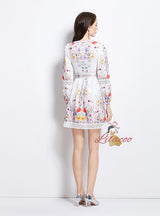 Retro Lace Stitching V-neck Dress