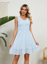 Jacquard Chiffon Loose V-neck Dress