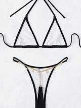 Thong Letter Decorative Chain Bikini