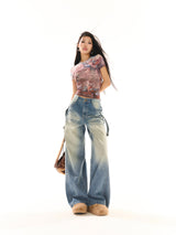 Slim and Loose Straight Wide-leg Jeans