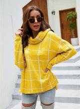 Checked Turtleneck Pullover Sweater