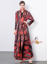 Women Fold Loose Large Print Coat