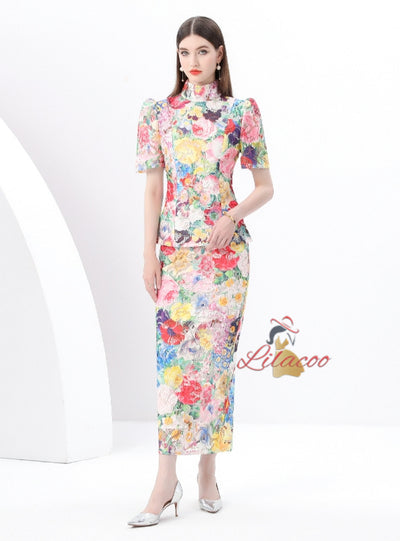 Two-piece Lace Short-sleeved Shirt Two Piece