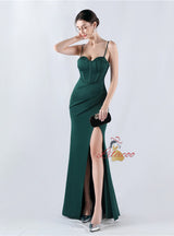 Mermaid Spaghetti Straps Pleats Prom Dress