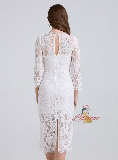 Retro Lace Slim Long Sleeve Dress