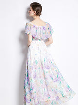 Lotus Leaf Big Swing Beach Split Chiffon Dress