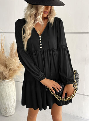 Casual Short Loose V-neck Dress
