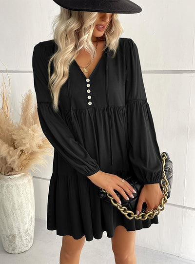Casual Short Loose V-neck Dress