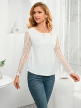 Round Neck Lace Long Sleeve T-shirt