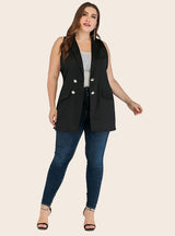 Solid Color Suit Double-breasted Loose Vest