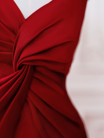 Red Mermaid Satin Straps Prom Dress