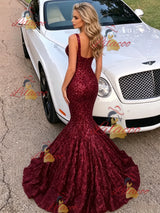 Bugrundy Mermaid Straps Prom Dress