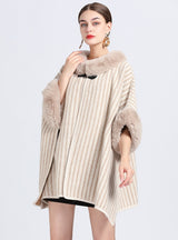 Imitation Rex Rabbit Fur Collar Shawl Cloak