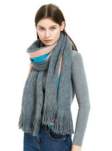 Warm Neck Wide Stripe Warp Knitted Scarf