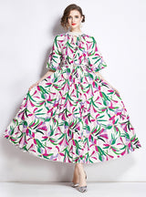 Printing Heavy Industry Beaded Pleated Dress