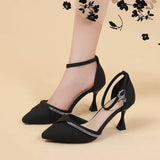 Women Pointed Beading Stiletto Sandals